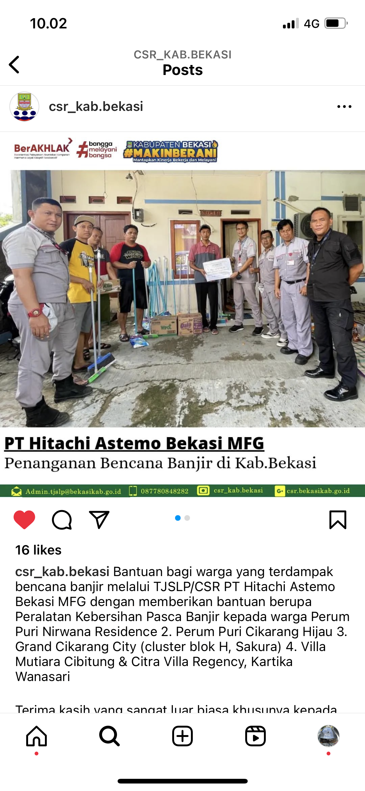 Bantuan korban banjir Wilayah Kabupaten Bekasi